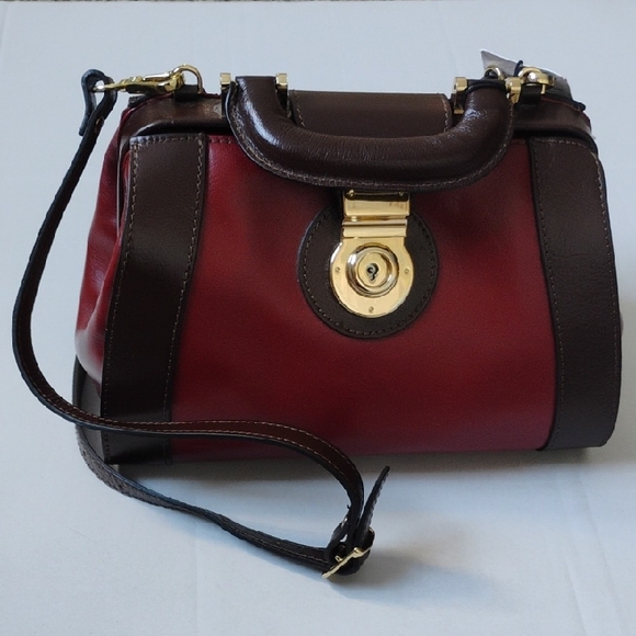 Divina Firenze Handbags - Red Ox Blood Color Leather Handbag